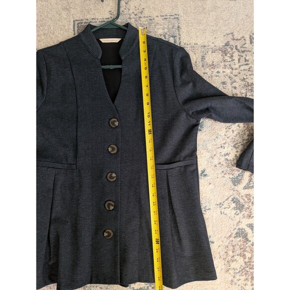 Soft Surroundings Women's Blazer Jacket Petite Medium PM Blue Buttons Pleats - Picture 8 of 10